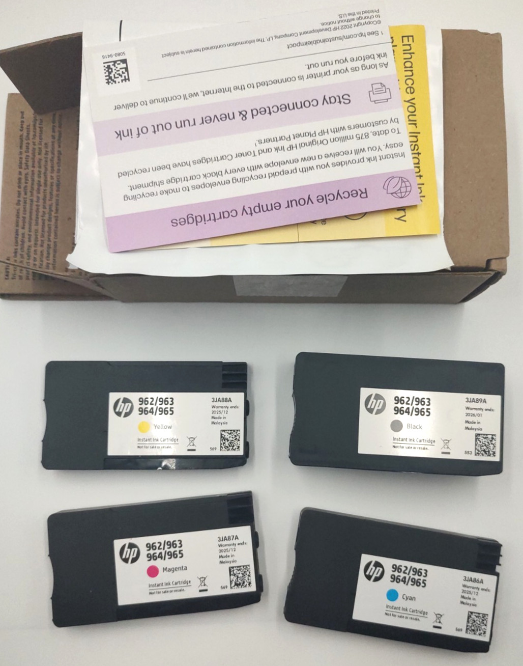 HP 962/963/964/965 Genuine Ink Cartridge Set Cyan Magenta Yellow Large Black NEW
