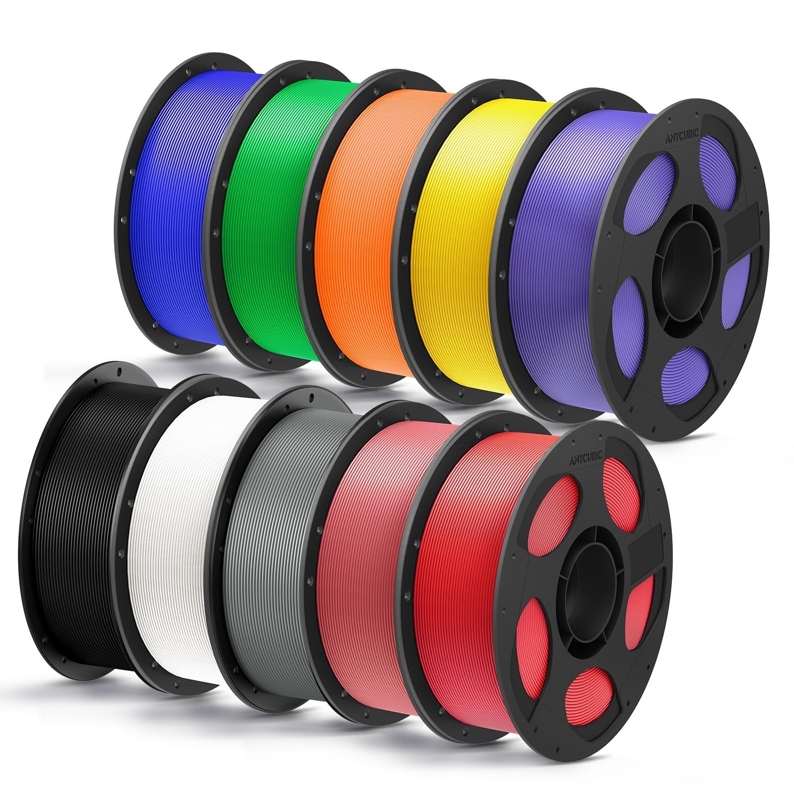 3D Printer Filament PLA Plus 1.75mm Bundle, High Toughness, 10 Colors, 1KG Spool
