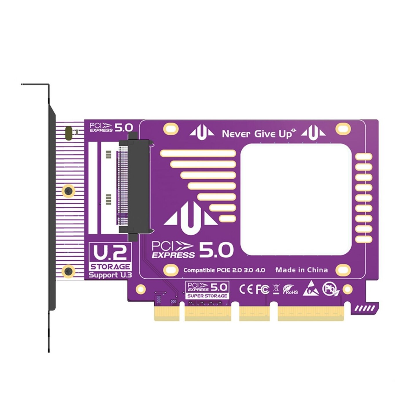 U2/U3 to PCIe Adapter Card PCIe 5.0 to 2.5" U.2/U.3 SFF-8639 NVMe SSD Converter