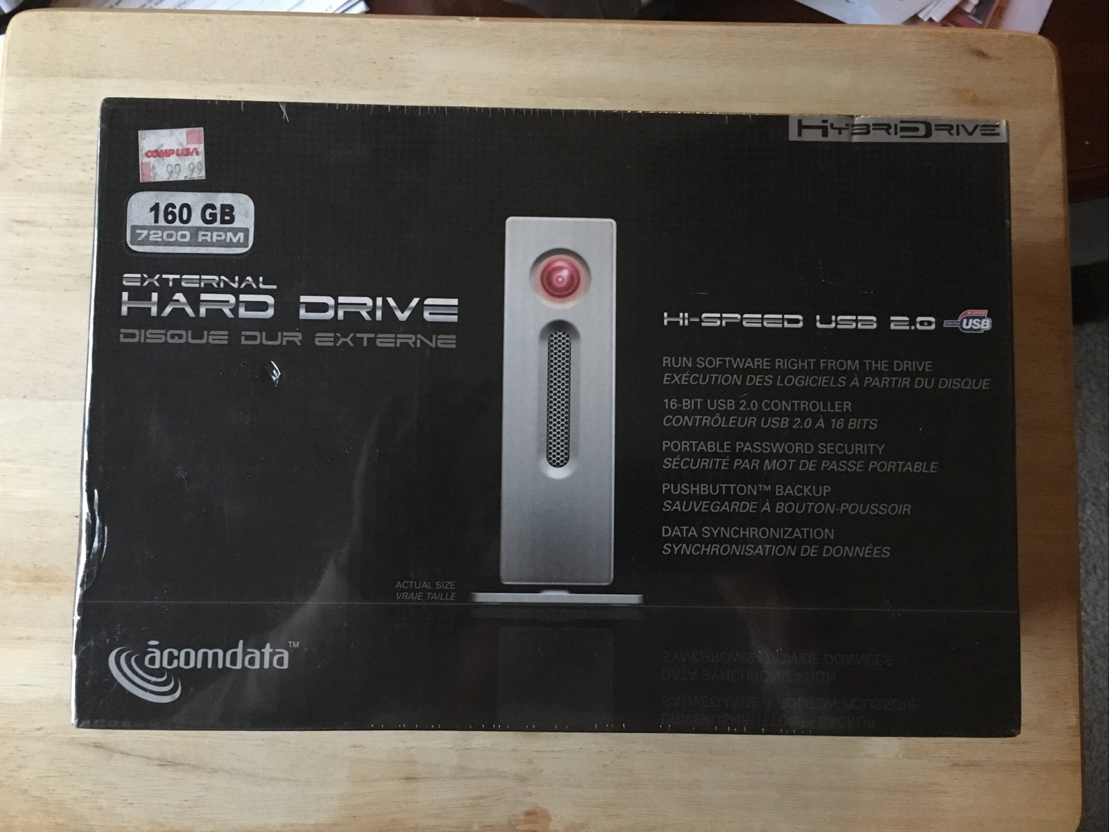 External Hard Drive 160 GB 720RPM USB 2.0 ACOMDATA HybridDrive *NOS 2006