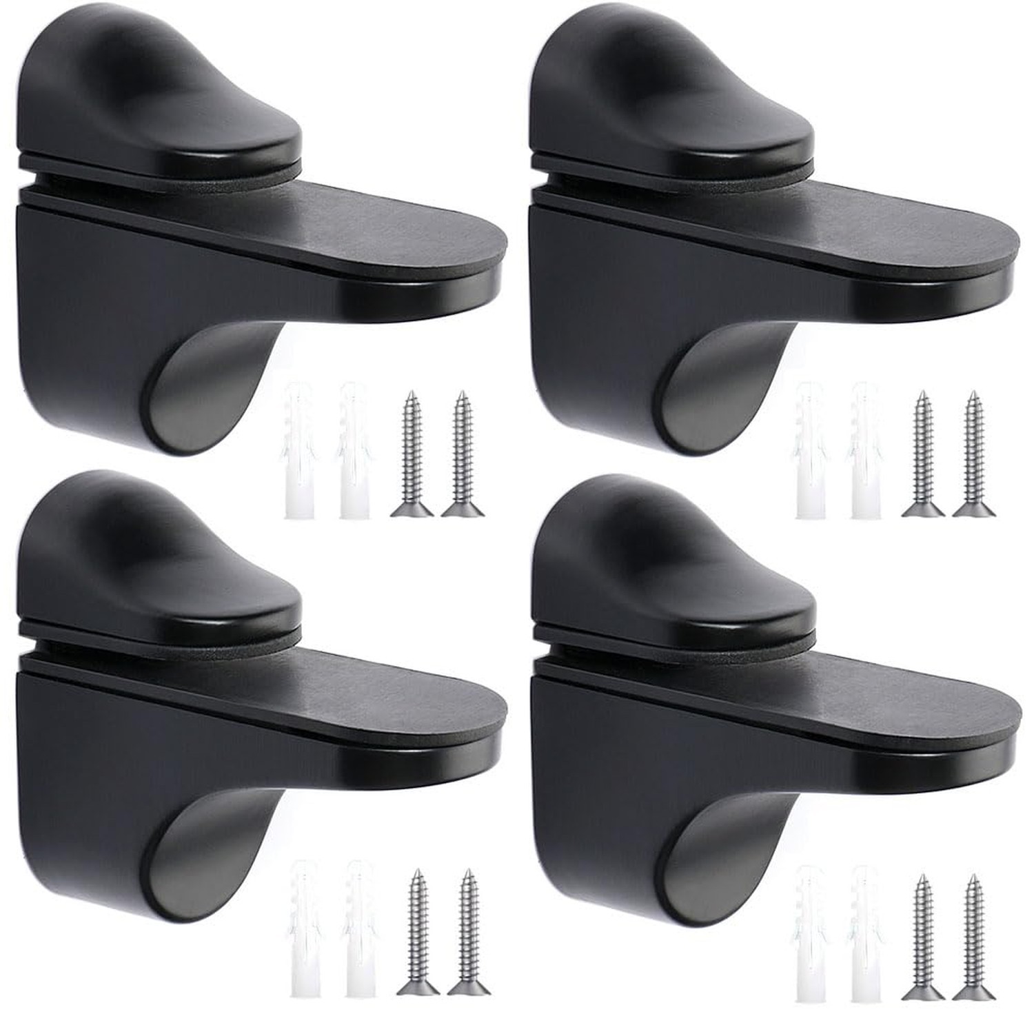 Adjustable Wood/Glass Shelf Bracket Wall Mount, Black, 4 Pack 4pcs Black
