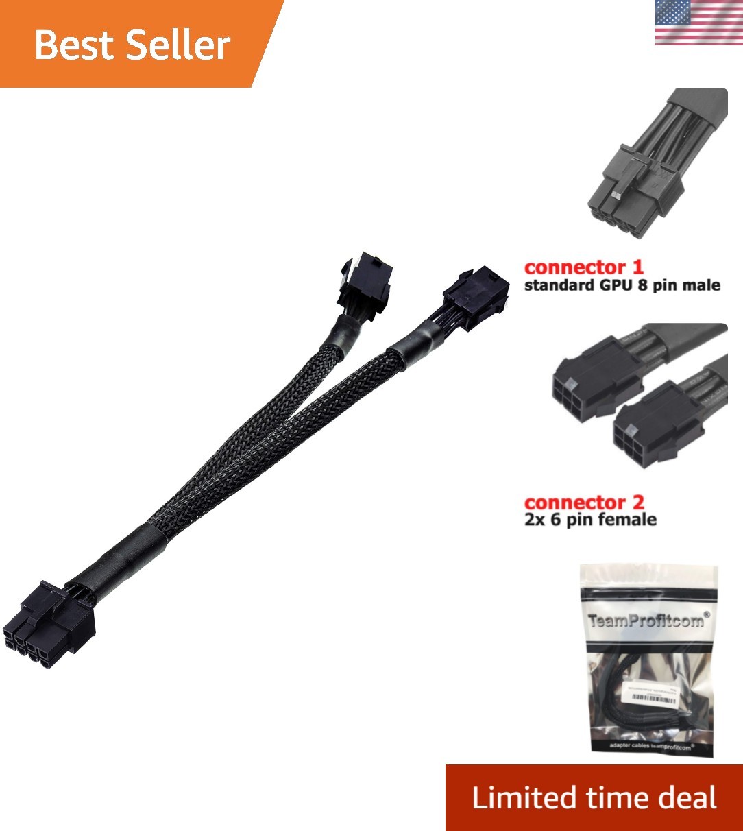 Upgrade Your GPU Easily: Dual 6 Pin to 8 Pin Braided Adapter Cable, 9 Inches