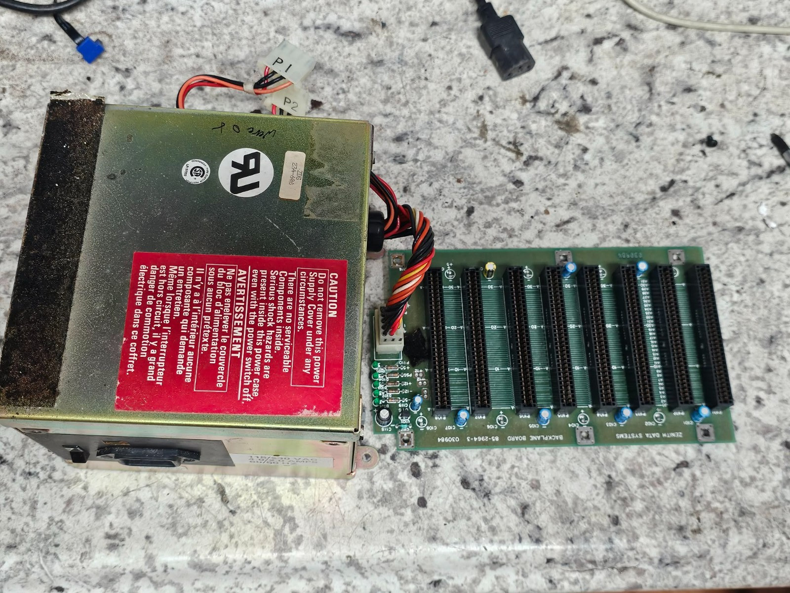 Retro Vintage Zenith ZF-158 Backplane Motherboard and Power Supply - Tested Good