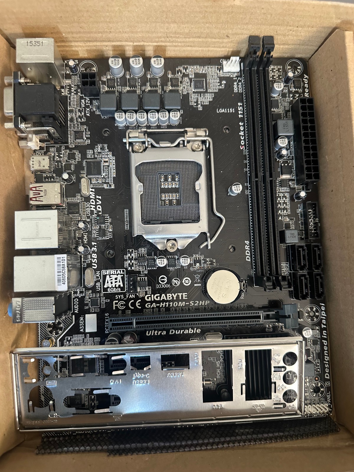 Gigabyte GA-H110M-S2HP Socket LGA1151 DDR4 Micro ATX Motherboard with I/O