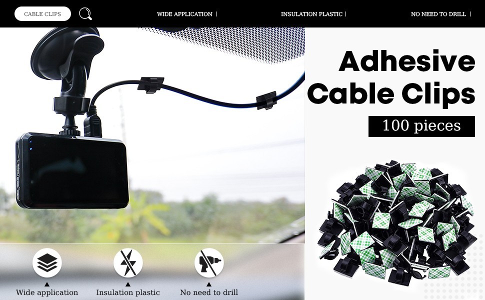 100Pcs Self-Adhesive Cable Clips Cord Stick Organizer Wire Holders Clamps Mounts