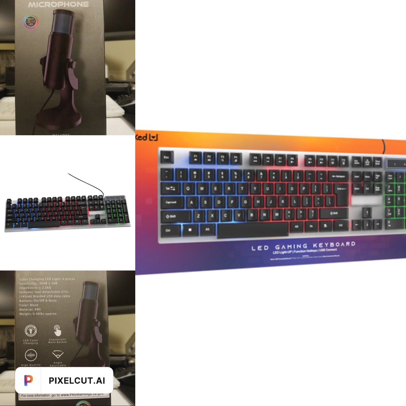 live Led streaming microphone and keyboard bundle 
