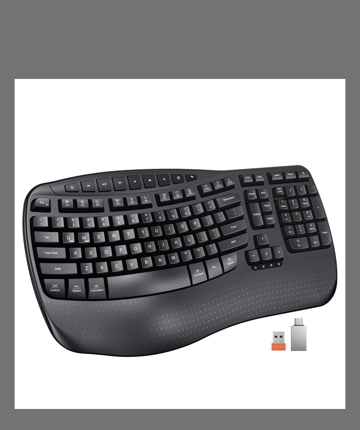MEETION Wireless Ergonomic Keyboard, 2.4G USB-A , USB C…
