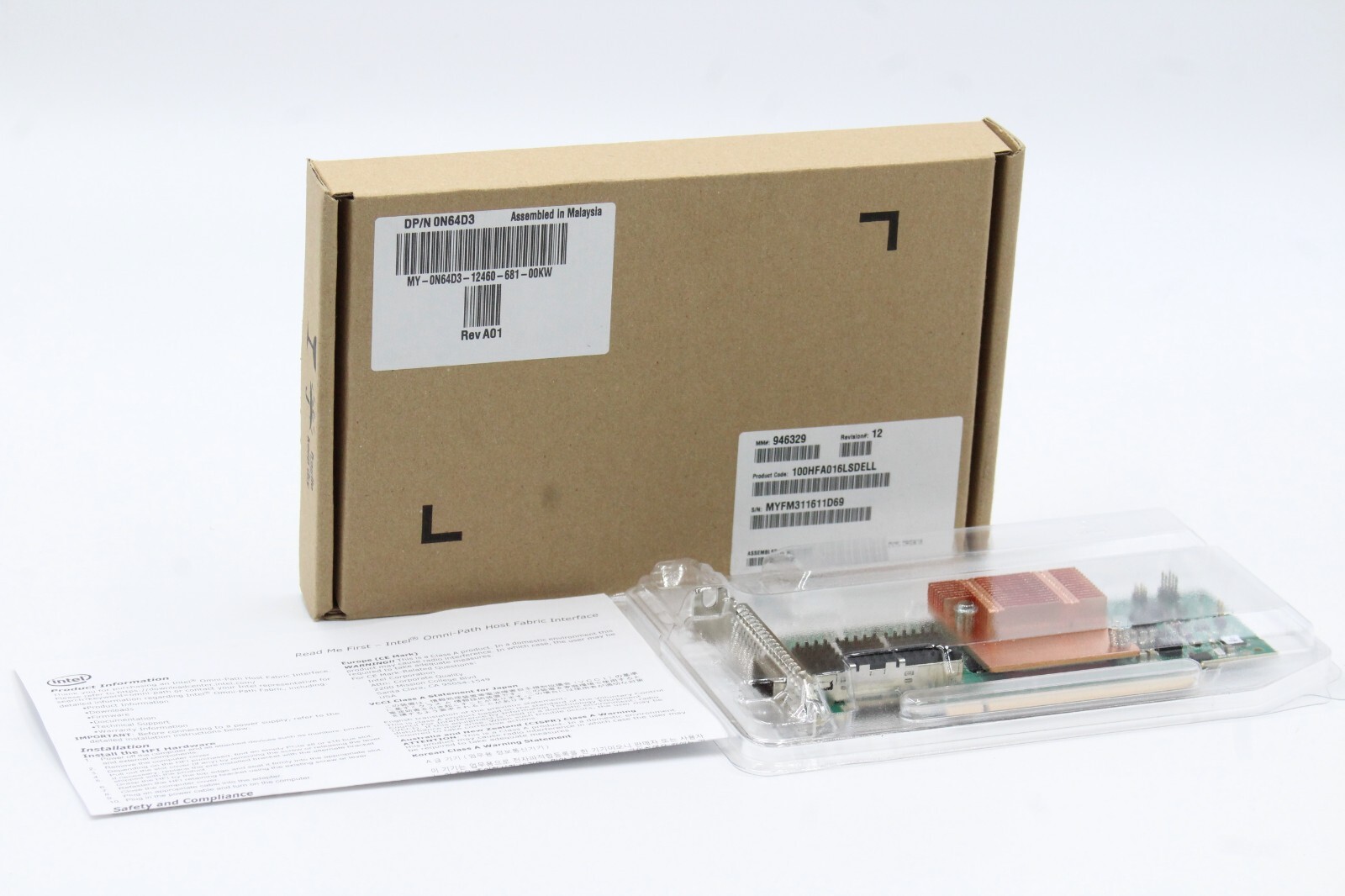 New Dell Intel N64D3 0N64D3 100Gb/s Single Port Host Fabric Interface PCIe HTZ
