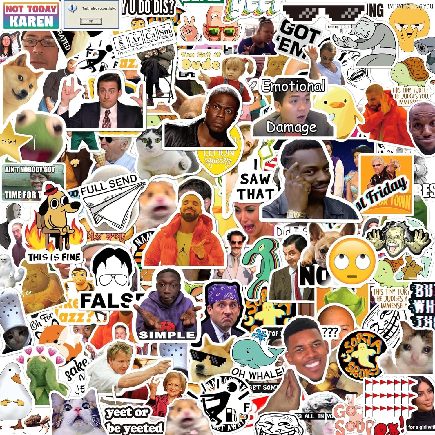 306pcs Funny Meme Vinyl Stickers for Laptop, Phone, Water Bottles, Décor