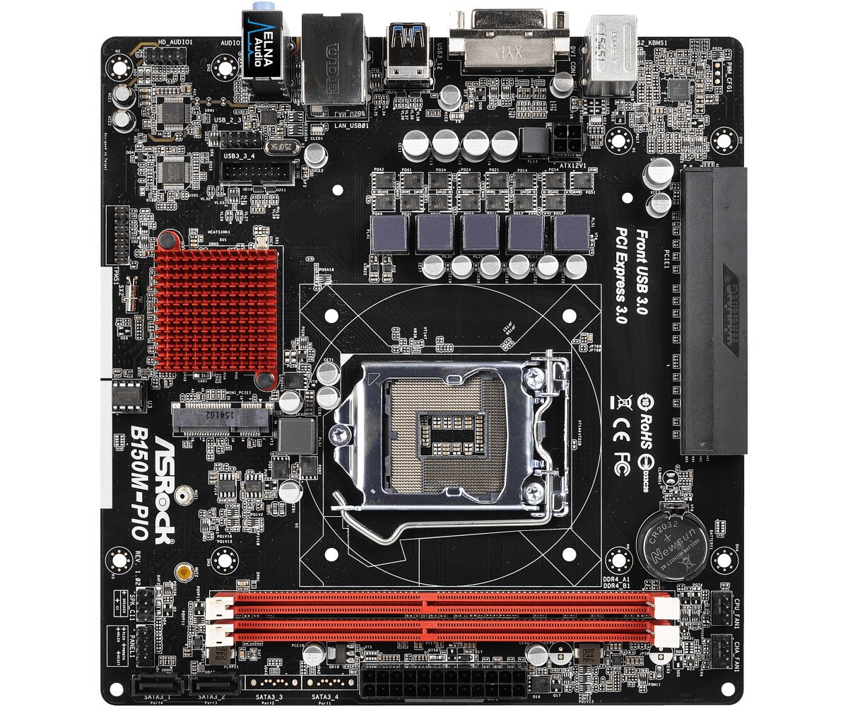 ASRock B150M-PIO Motherboard Intel B150 LGA 1151 uDTX DDR4 Core USB 3.1 DVI-D