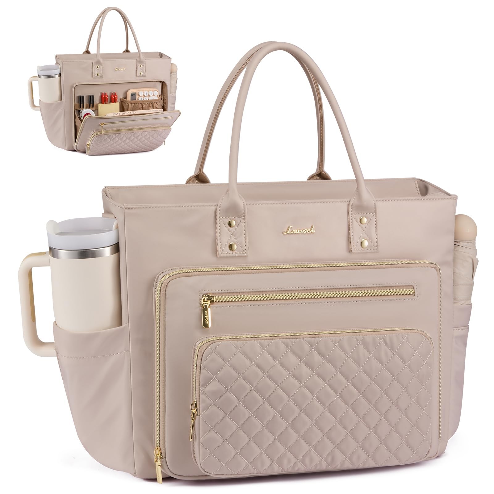 LOVEVOOK Teacher Tote Bag for Women Work, Laptop 15.6 Inch, Light Pink