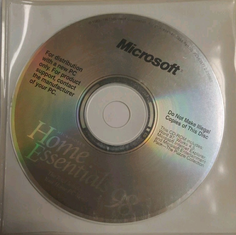 Microsoft Home Essentials 98 CD-ROM 1997 Software Installation X03-42341 No Key
