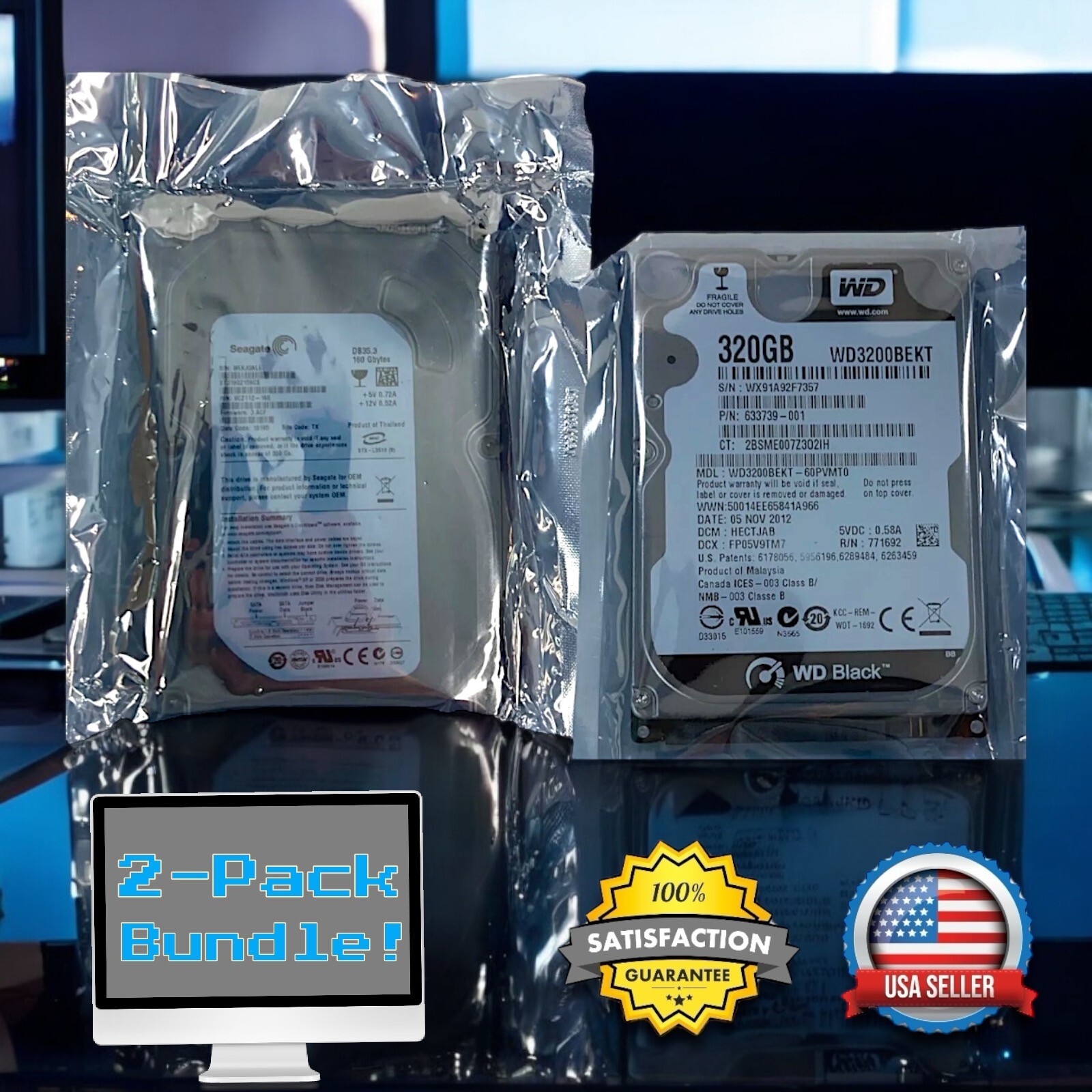 2-PACK Hard Drive Bundle: 9CZ112-160, 633739-001 - *SEE CONDITION - NOT TESTED*