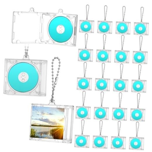 20 Pcs Mini Cd Keychain Album Cases with Mini CD, Plastic Cd Cases Clear DVD