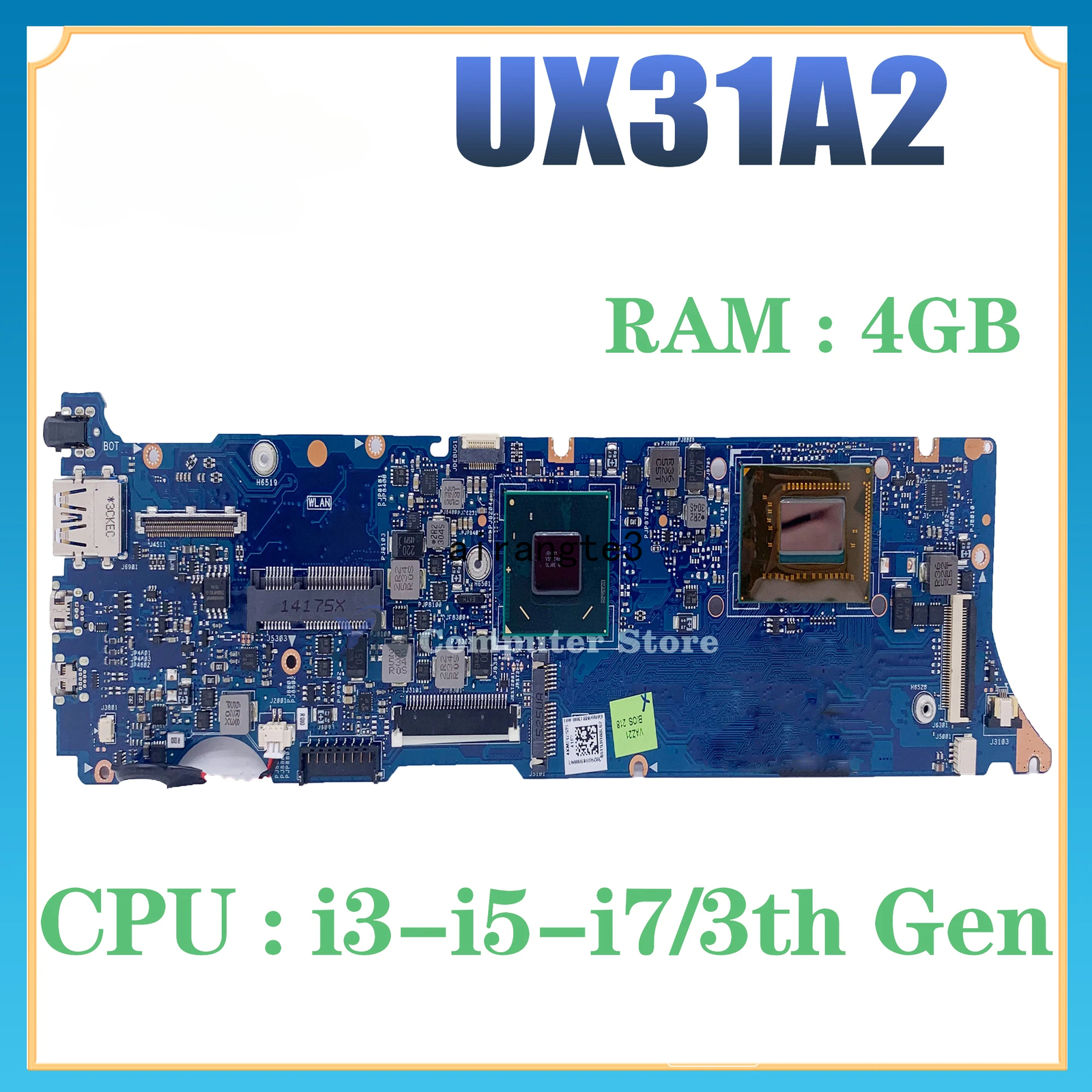 UX31A For ASUS Zenbook UX31A2 Laptop Motherboard i3 i5 i7 3th Gen 4GB-RAM