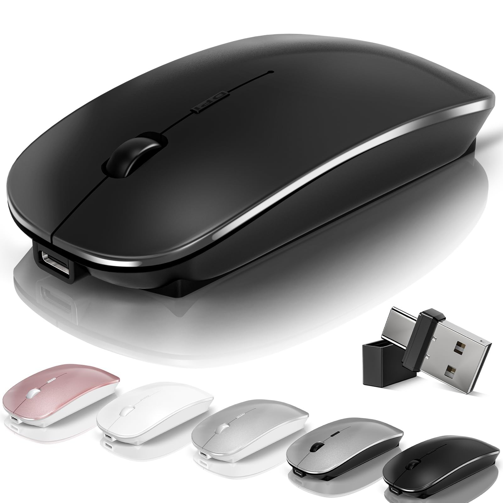 Bluetooth Wireless Mouse for Mac Air MacBook Pro Laptop PC Pad with Jiggler