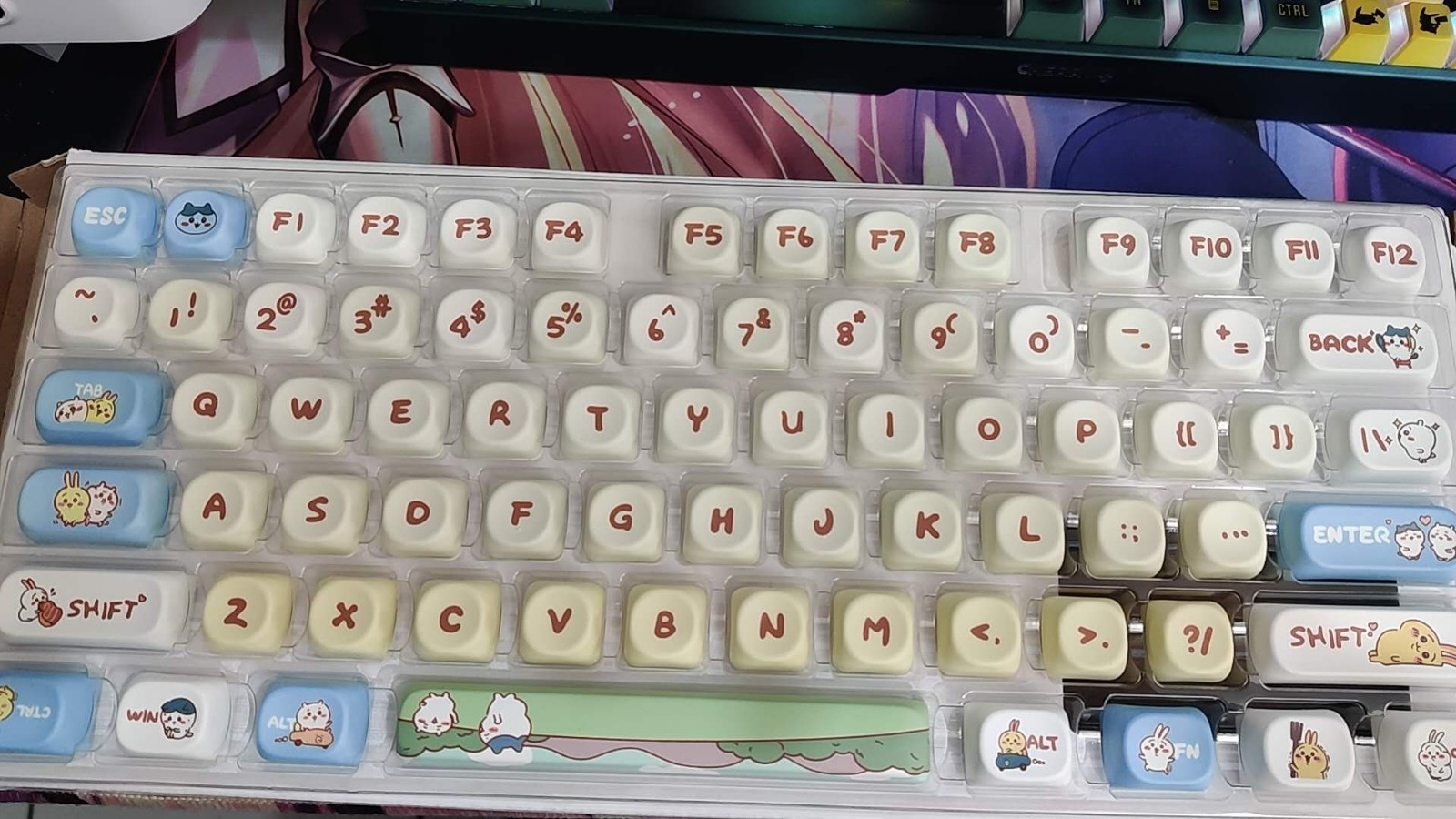 Chiikawa Hachiware moa Keycaps 116 Keys PBT Key Cap for Mechanical Keyboard
