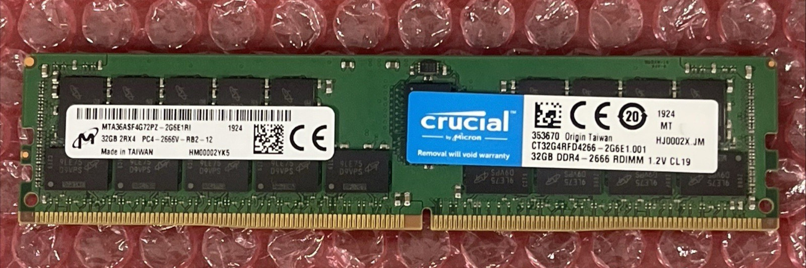Crucial 32GB (1x32GB) DDR4-2666 RDIMM Server RAM MTA36ASF4G72PZ-2G6D1RI (RM018)