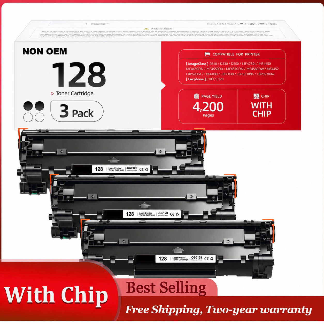 3PK CRG128 Toner Cartridge For Canon 128 ImageClass D520 D550 MF4770n MF4880dw