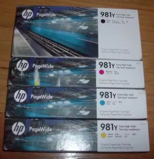 Set 4 Genuine Sealed HP 981Y Inkjet Cartridges Blk Cyn Mag Yel Inks 2023-2025