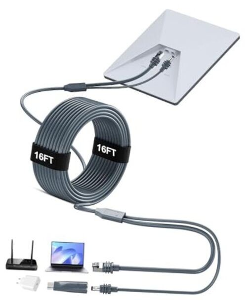 Starlink Mini Ethernet Cable 16.4FT/5M DC/USB C Charging Power Cord + 2 in 1