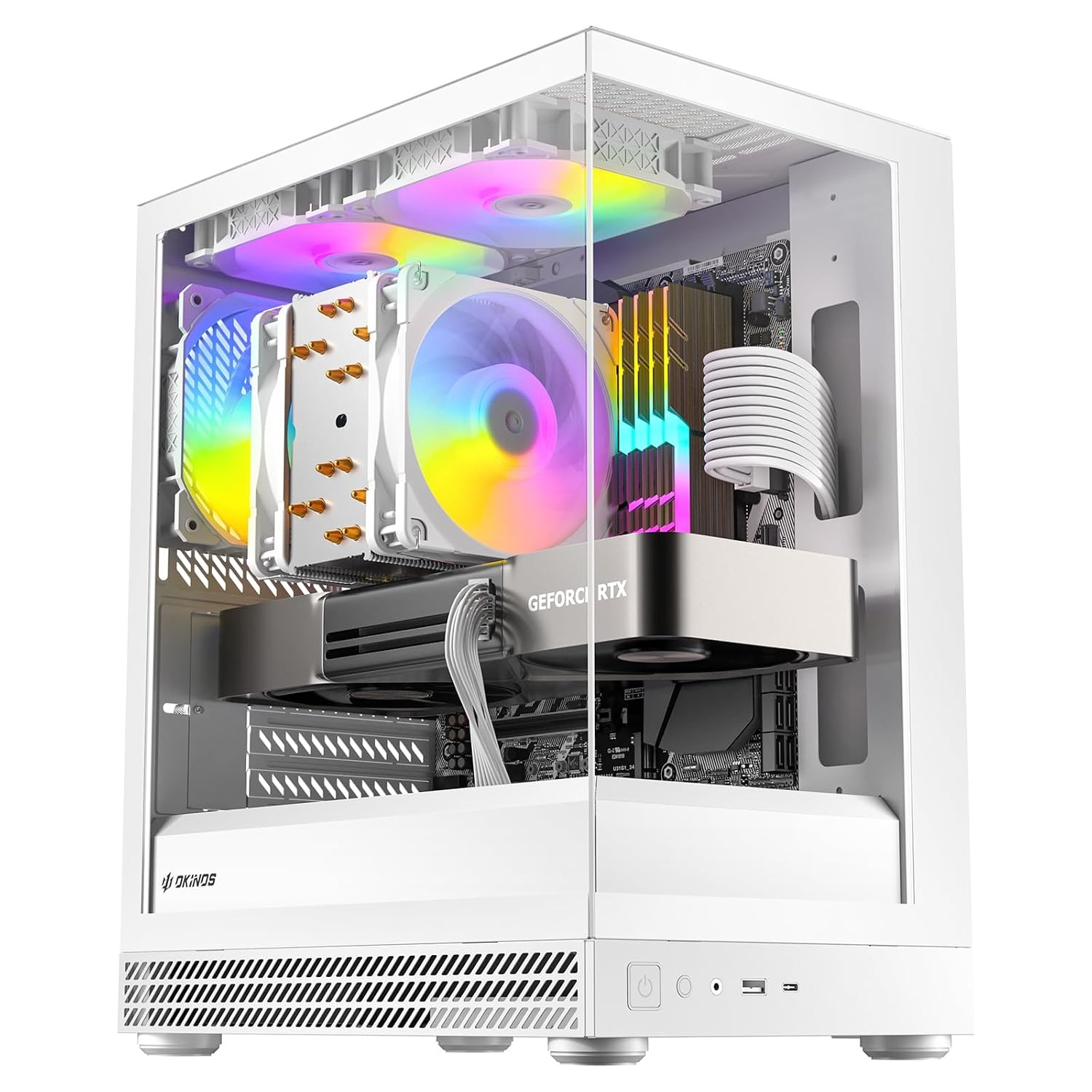 Okinos Aqua UNO Micro ATX White Case No Radiator Support Max GPU 309mm