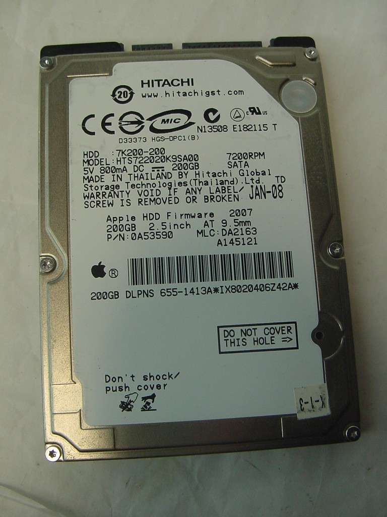 200GB HITACHI SATA LAPTOP 2.5" HARD DRIVE HTS722020K9SA00