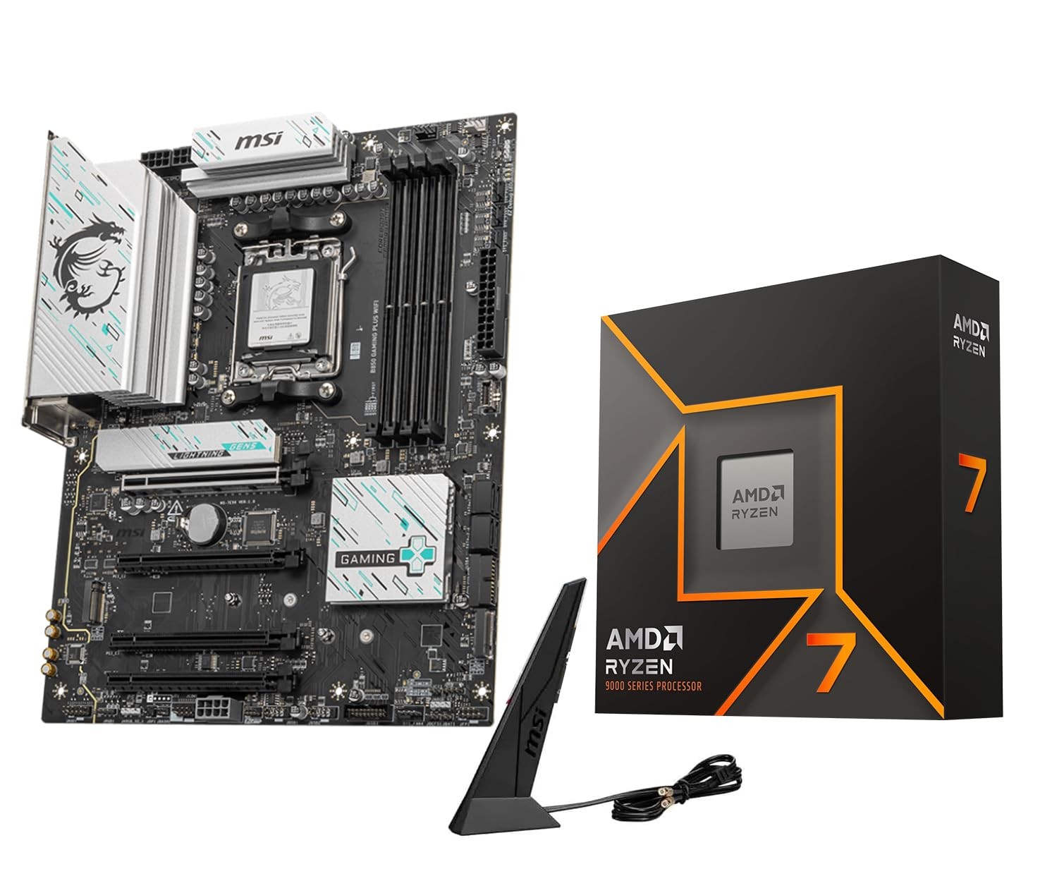 Micro Center AMD Ryzen 7 9700X CPU Processor with MSI B850 Gaming Plus WiFi M...