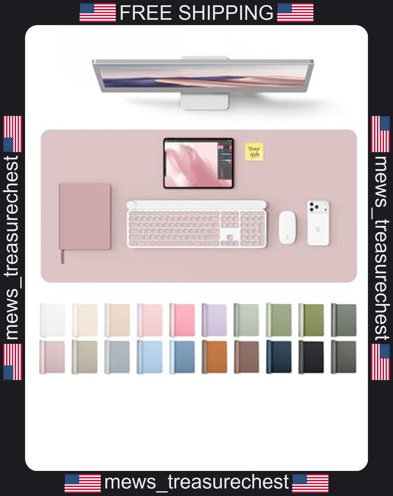 Leather Desk Protector Large Mouse Pad Non-Slip Waterproof Office Mat Grayish