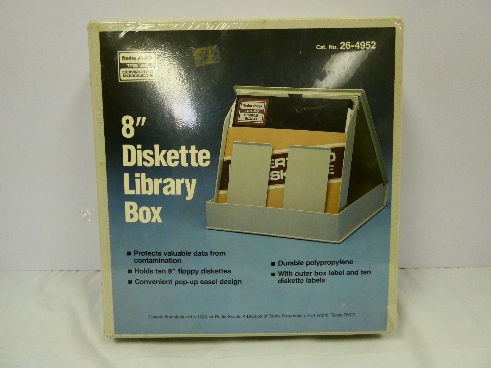 Vintage RadioShack 8" Floppy Diskette Library Box  26-4952, Fits 10, NOS