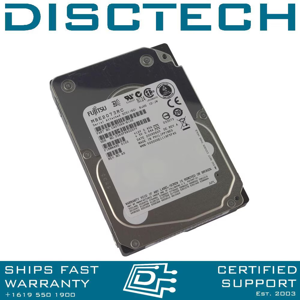 Fujitsu MBE2073RC 73GB SAS 15K 6Gbps 2.5in HDD For PowerEdge 1950 2950 R610 R710