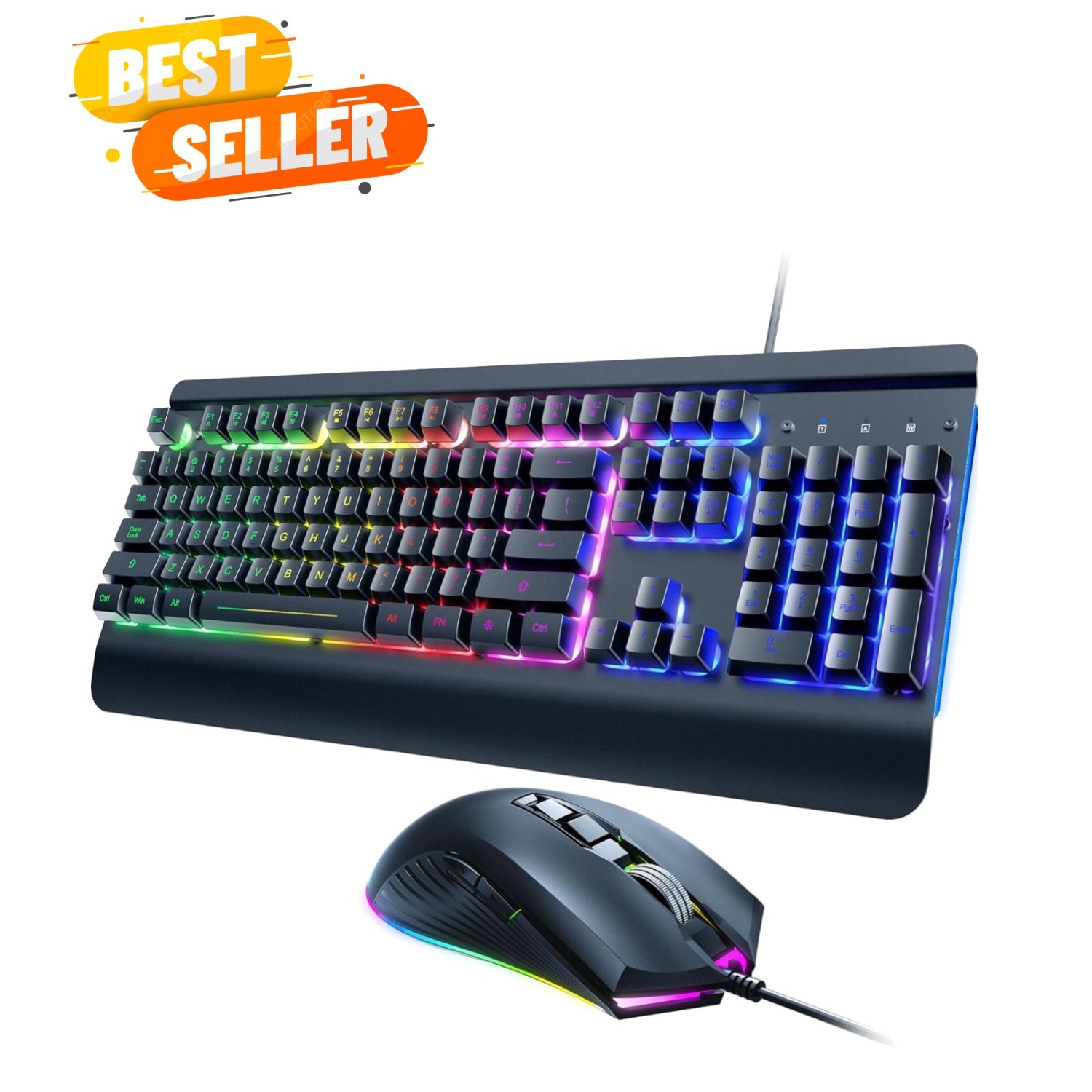Elegant Keyboard & Mouse Gaming Kit with Rainbow Back Lighting & Comfort