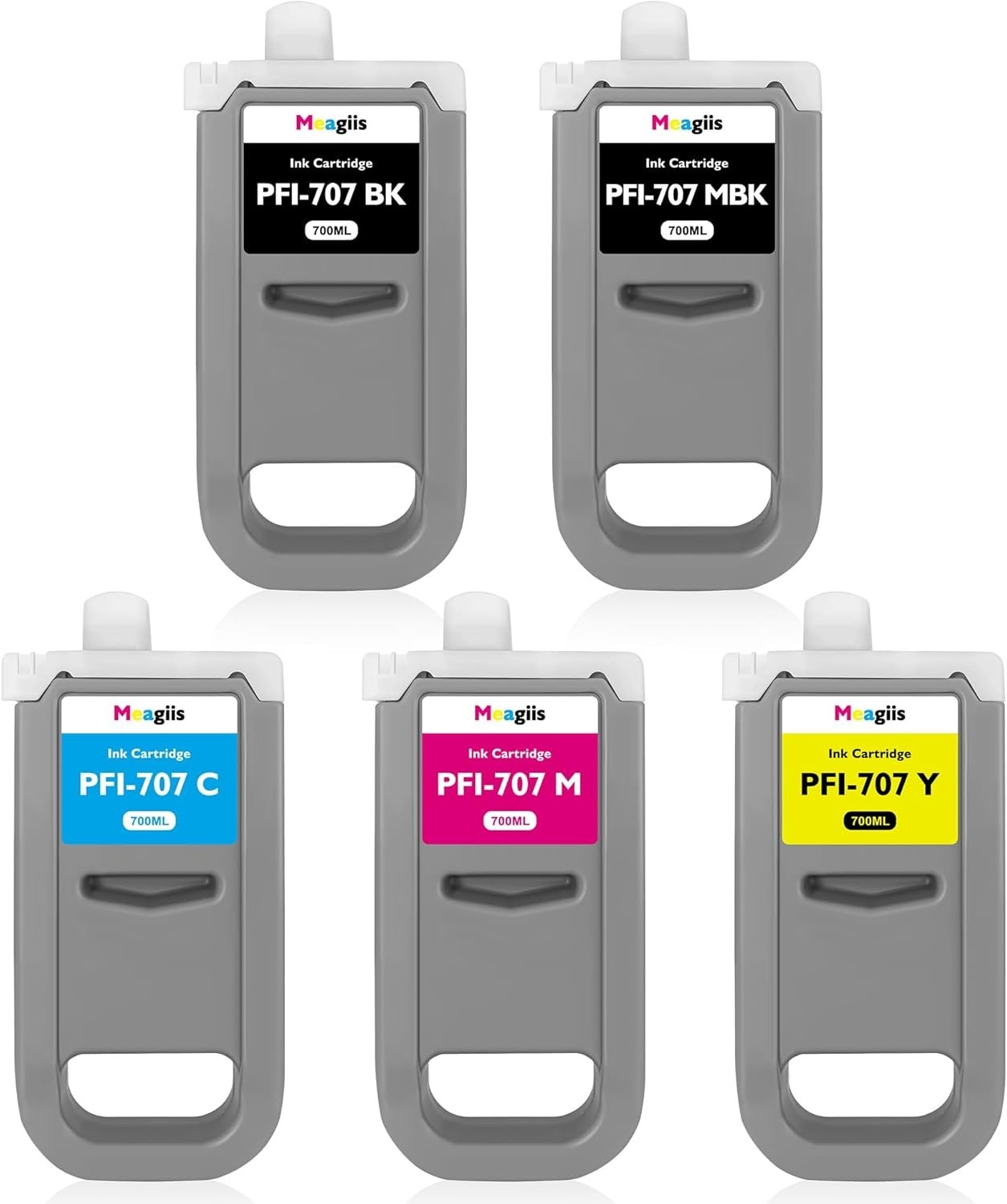 PFI-707 Ink Tank 700ML 5-Pack Replacement for Canon PFI-707MBK PFI-707BK PFI-707