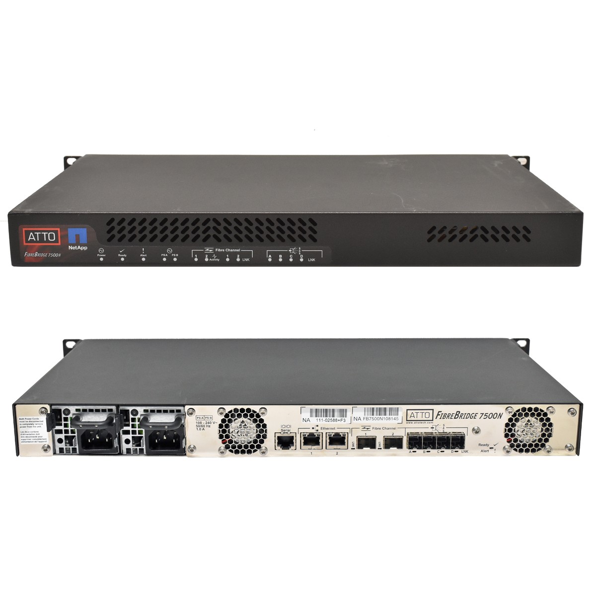 ATTO FibreBridge 7500N FCBR-7500-DN1 4163-0054-R00 16GB FC to 12GB SAS