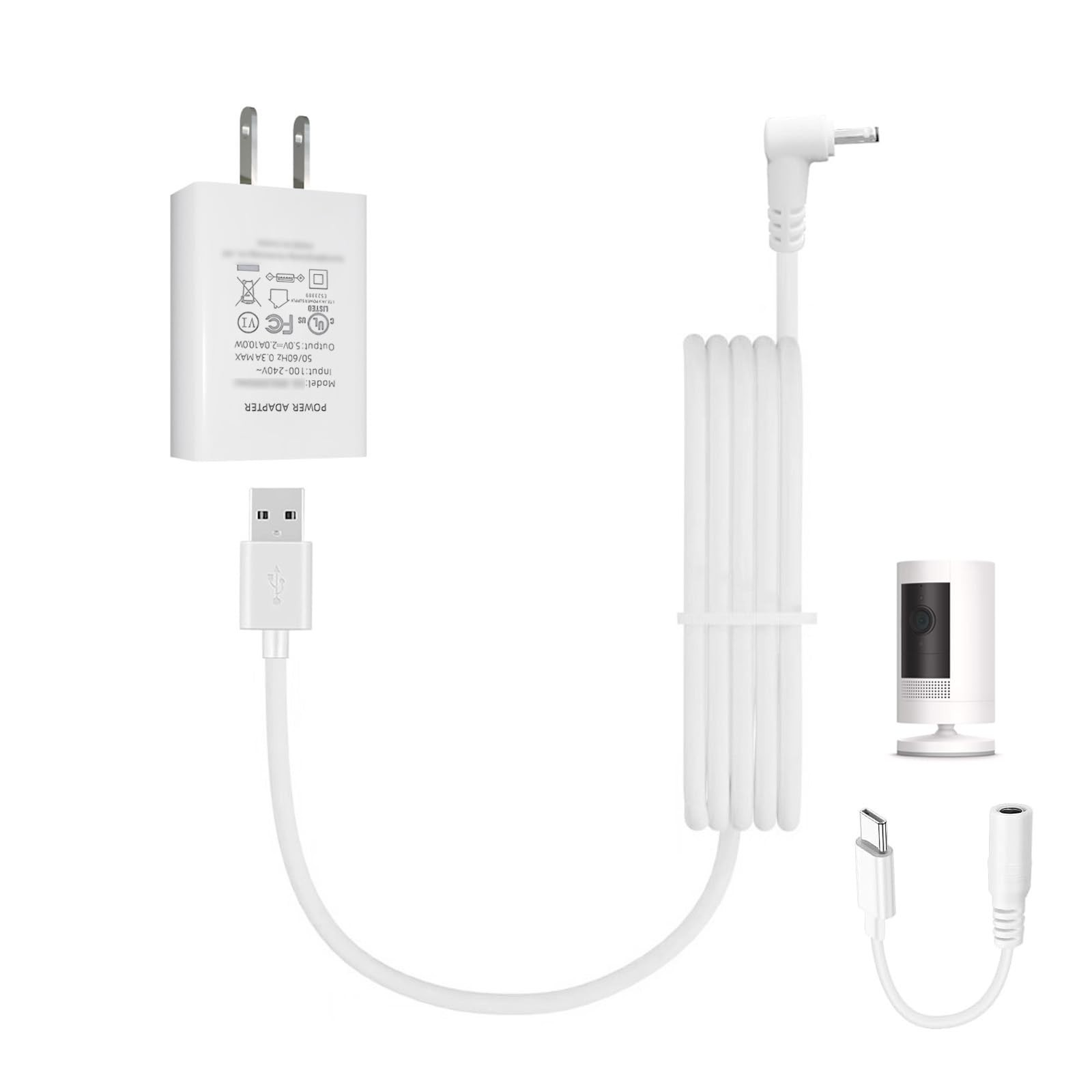 5V Power Adapter for Ring Pan Tilt Stick Up Camera,Compatible with Ring... 