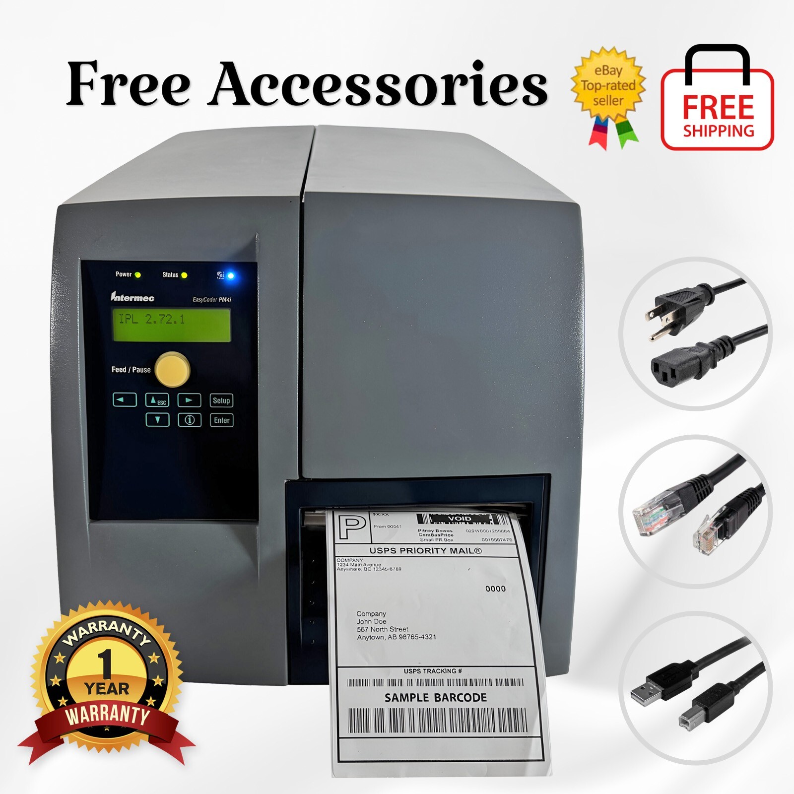 Intermec EasyCoder PM4i RFID Thermal Transfer Label Printer LAN USB 1YR WARRANTY