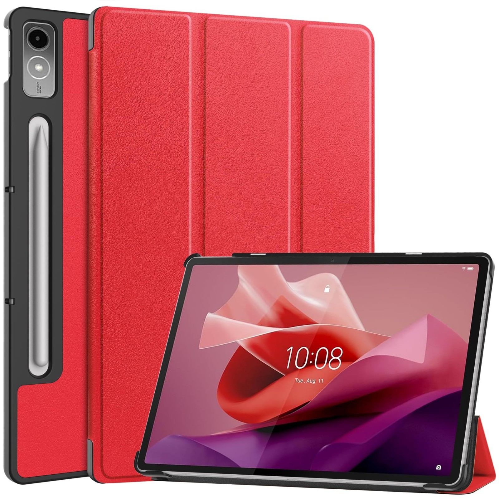 Case for Lenovo Tab P12 Pro 12.7-Inch 2024, Folding Folio Stand Cover, Red
