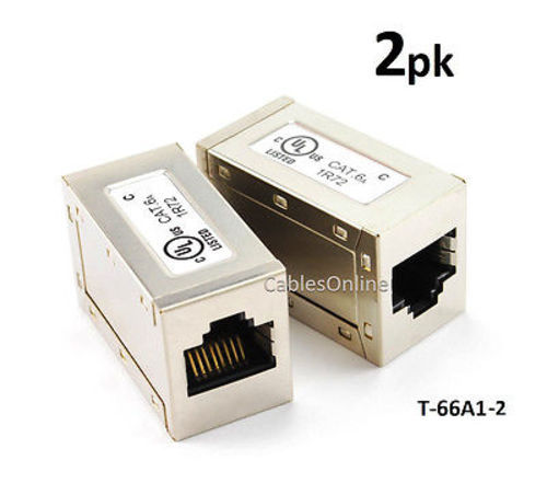 2-PACK Shielded RJ45 CAT.6a Network F/F GIGABIT Ethernet InLine Coupler