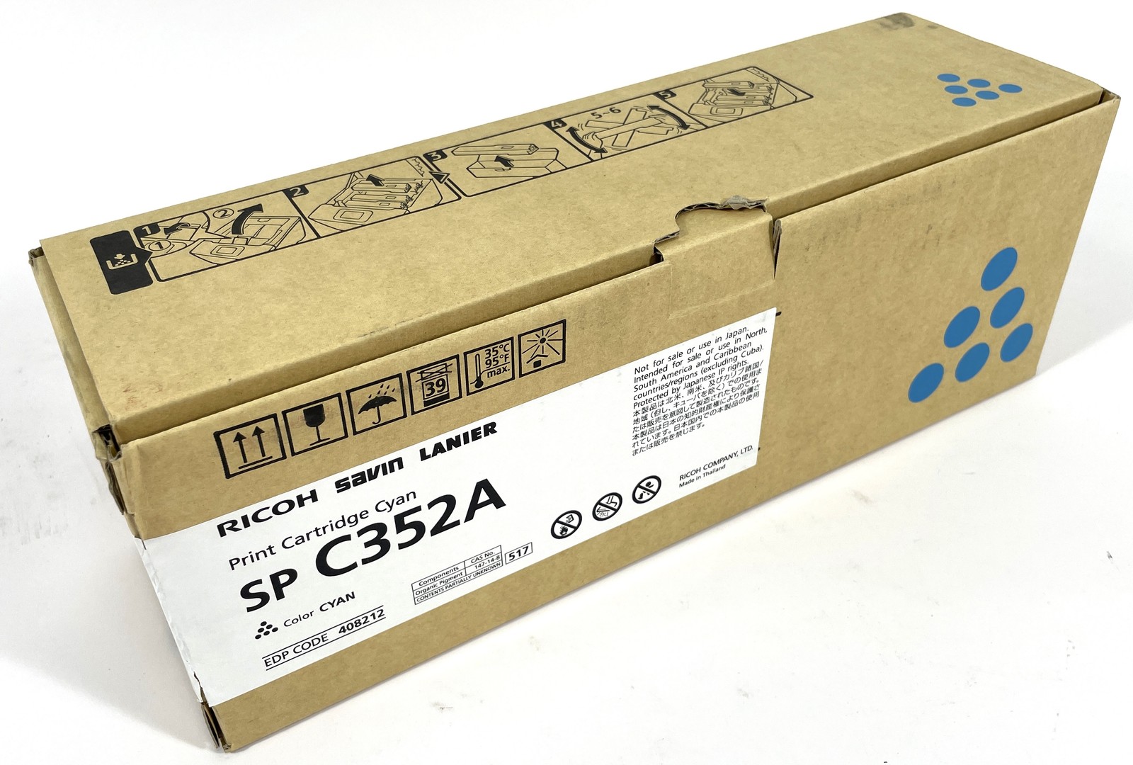 New Genuine Ricoh Savin Lanier SP C352A Cyan 408212 Toner Cartridge M911-65