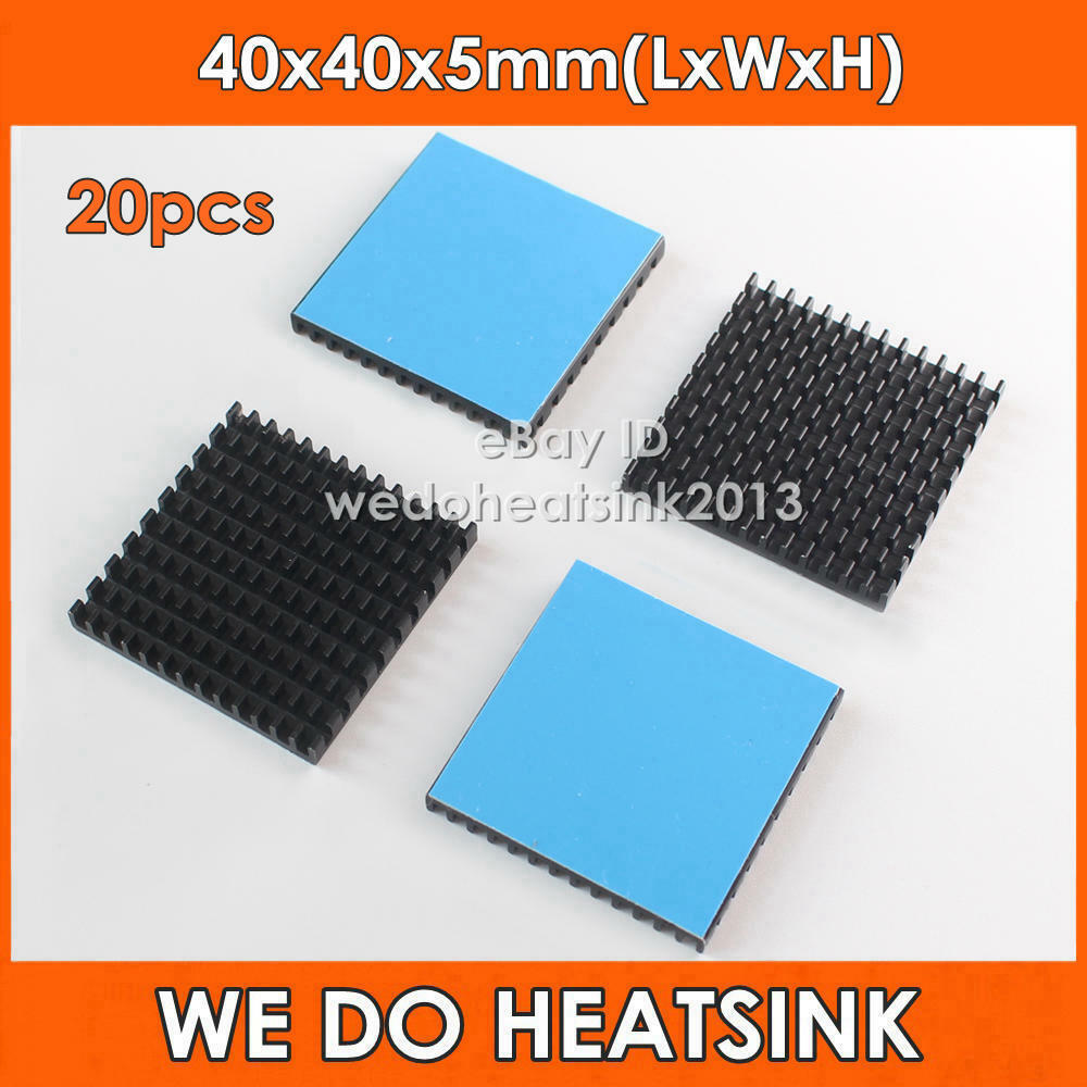 20pcs 40x40x5mm Aluminum Heatsink For PC IC Radiator With Blue Thermal Pad Tape