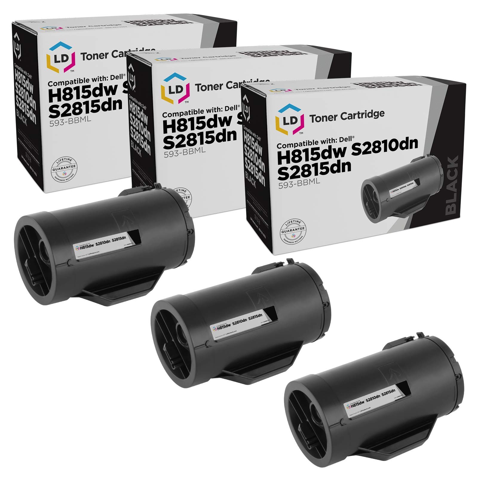 Compatible Toner Cartridge Replacement for Dell 593-BBML F9G3N (Black, 3-Pack)