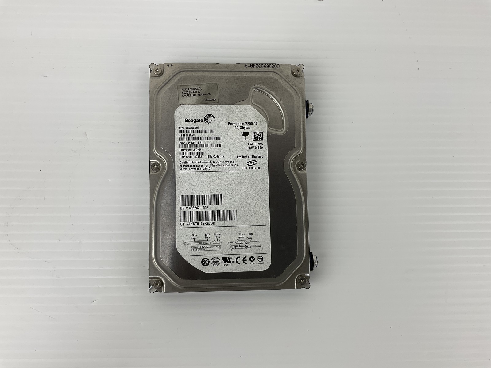 Seagate ST380815AS 80GB SATA Hard Drive Firmware 3.CHH P/N - 9CY131-021