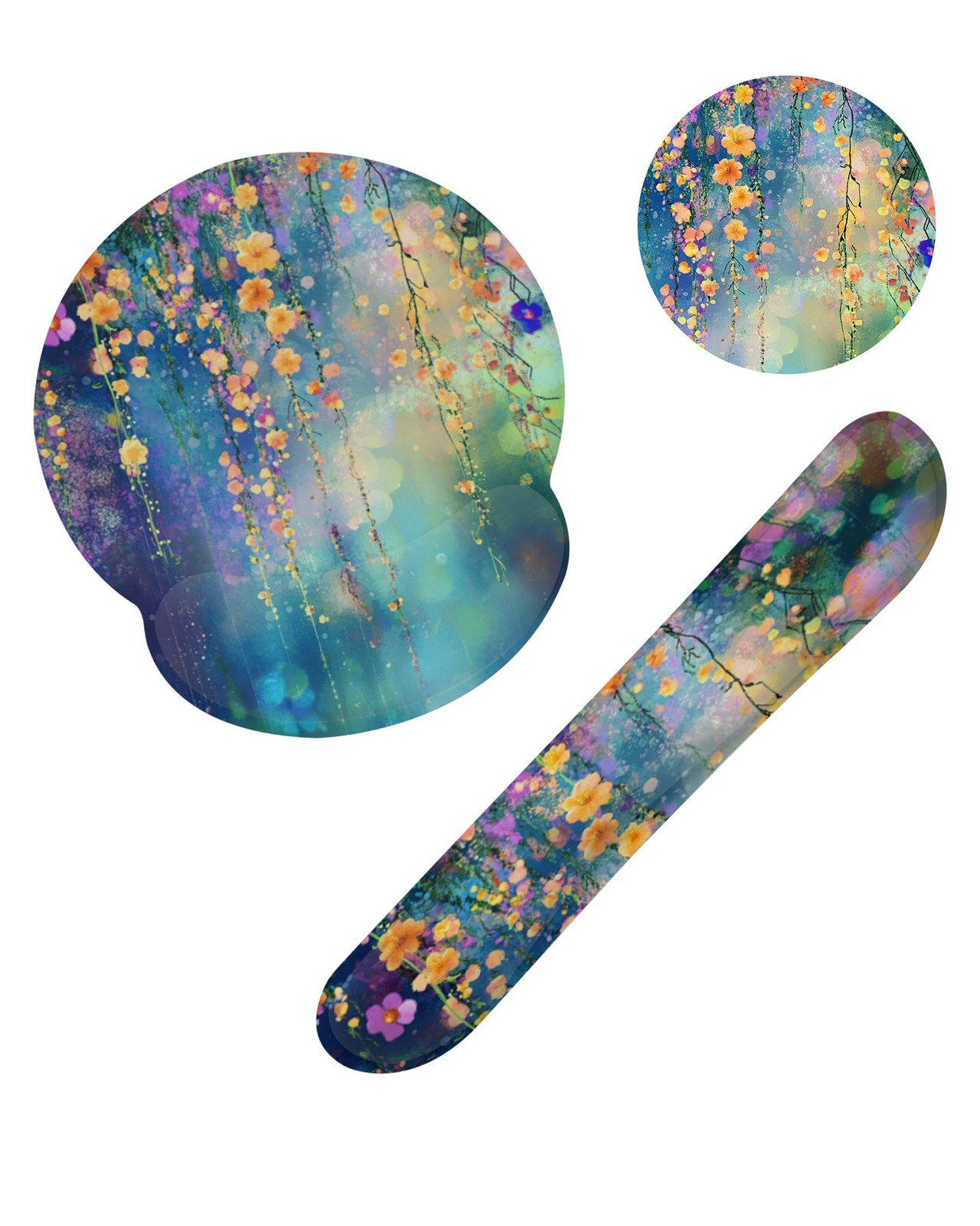 Watercolor Ivy Flower Spring Flower Mouse Pad with Wrist Rest and Keyboard Wr...