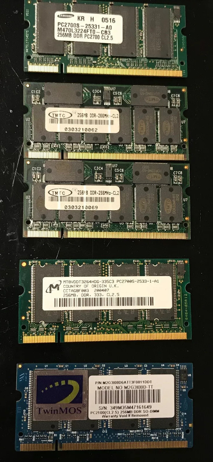 5X 256MB DDR2 SO-DDR2 Notebook Memory