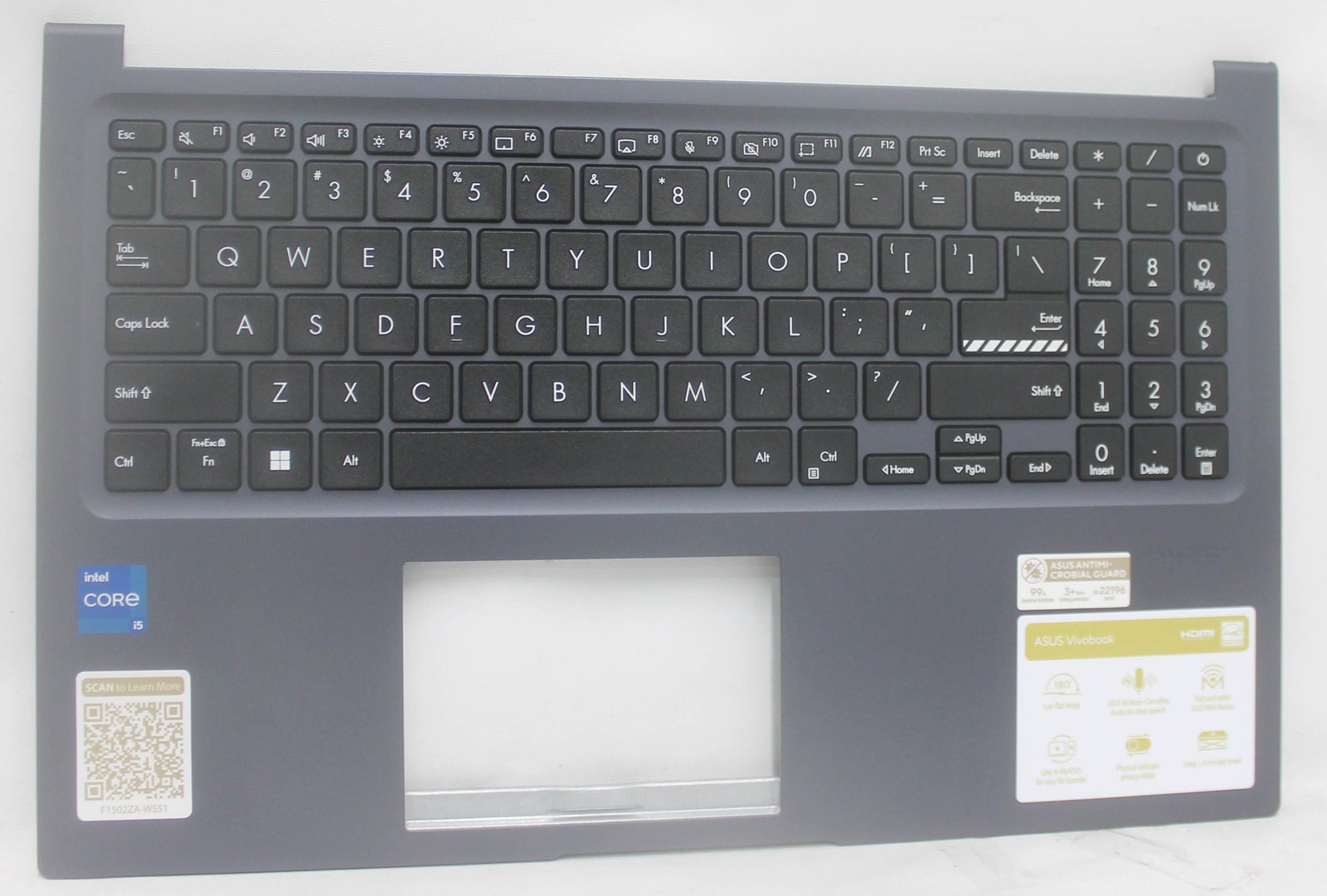 90NB0VX2-R30US0 ASUS VivoBook 15 X1502ZA F1502ZA Palmrest US Keyboard Grade A