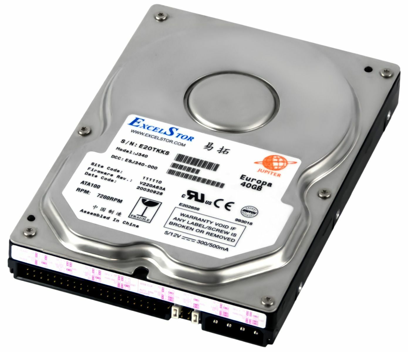 Excelstor Jupiter J240 40GB 7200 RPM 2MB ATA / PATA / IDE 3.5" Hard Drive