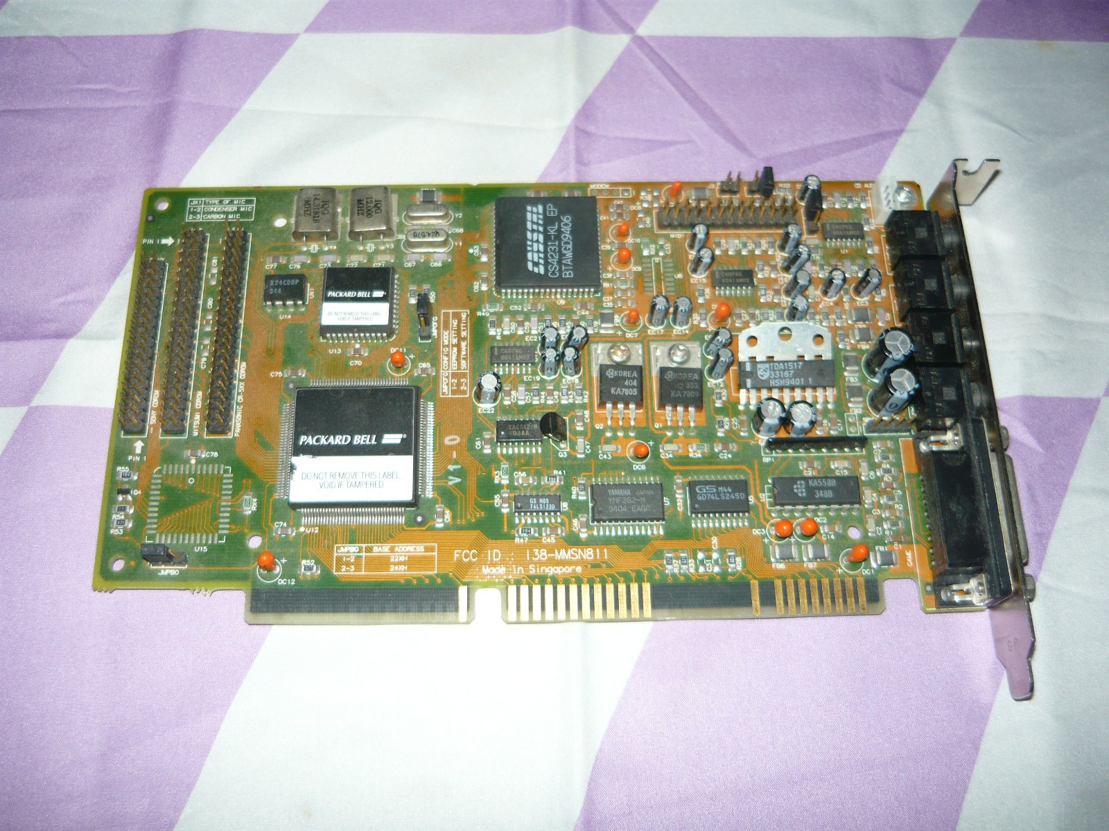 Vintage Packard-Bell 138-MMSN811 Crystal ISA Sound Card Used