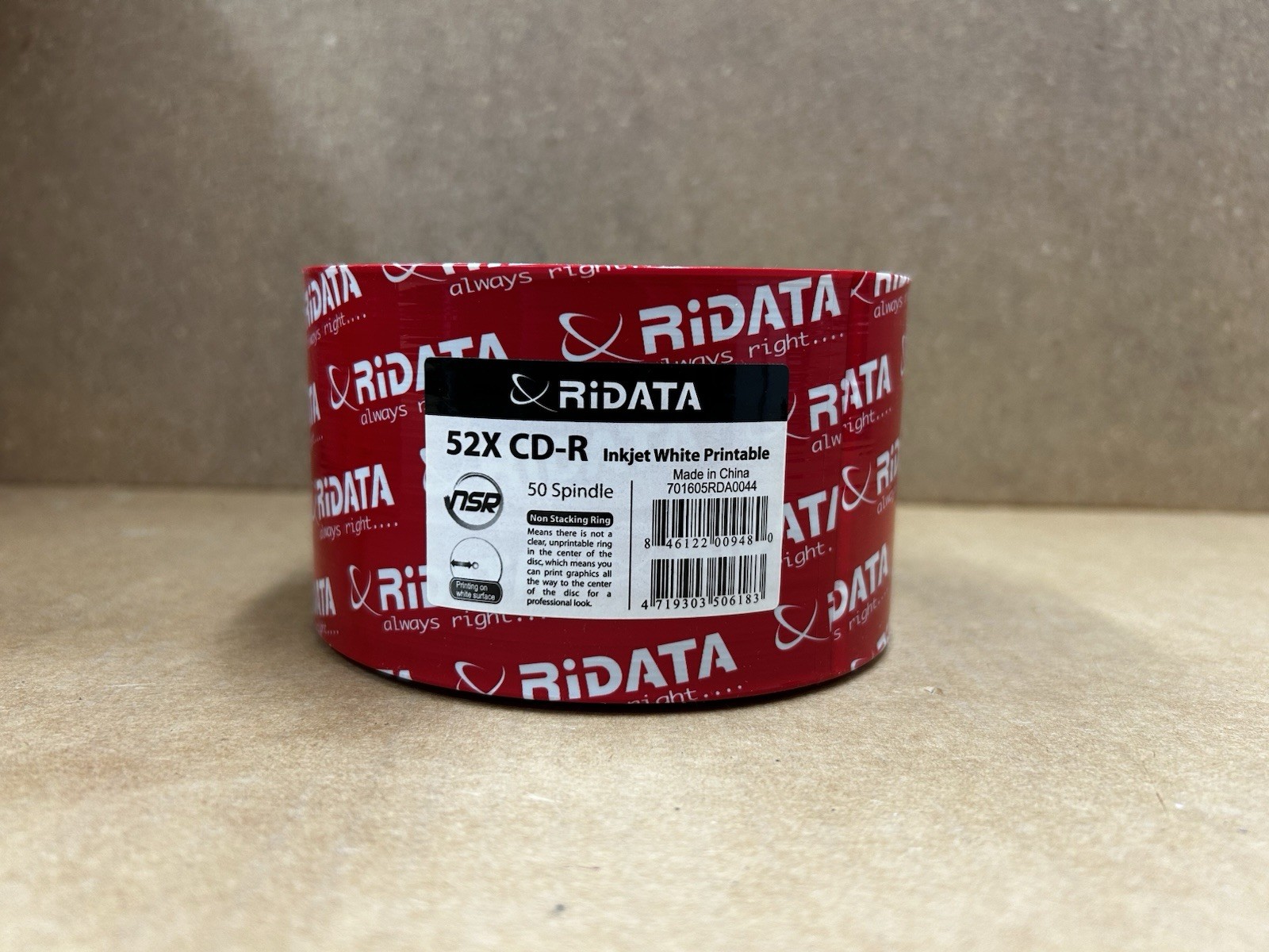 300 RIDATA Blank 52X CD-R CDR White Inkjet Hub Printable 700MB Recordable Disc