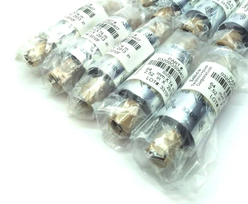 Zebra 2.5" x 2913" 3200 Wax Resin Ribbons 03200GS06407 Genuine OEM - 6 Rolls