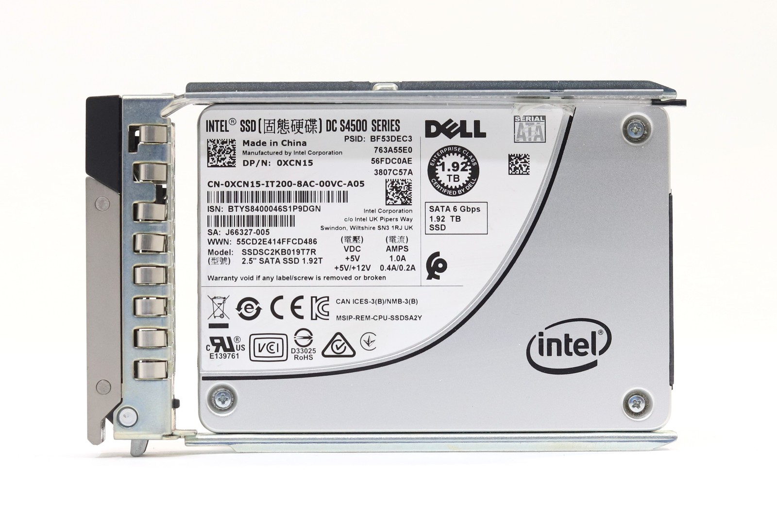 Dell SSDSC2KB019T7R 1.92TB 2.5" 6Gb/s Read Intensive SATA SSD Dell P/N: 0XCN15 T